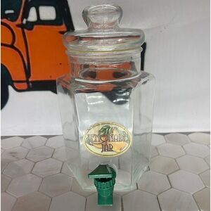 Beverage Dispenser Vintage Glass Octagon Jar Lemonnade